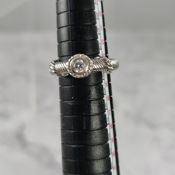 Judith Ripka Sterling Silver CZ Ring Size 7 – Rope Design .925 Signed - Picture 7 of 10